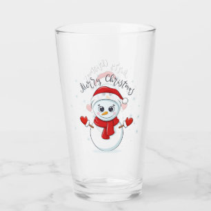 Merry Christmas Snowmen Glass