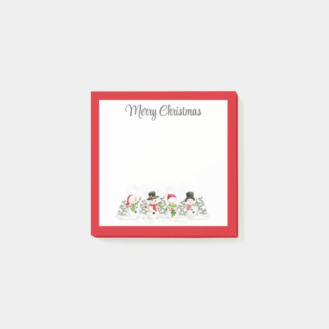 Merry Christmas Snowmen Post-it Notes (Front)