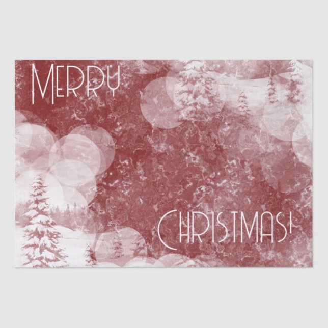 Merry Christmas snowy fir trees landscape Tissue Paper (Front)