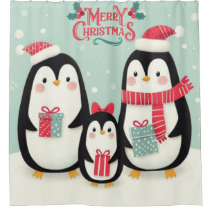 Merry Christmas snowy penguins