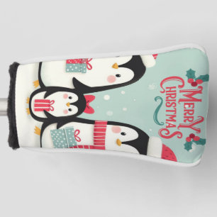 Merry Christmas snowy penguins Golf Head Cover