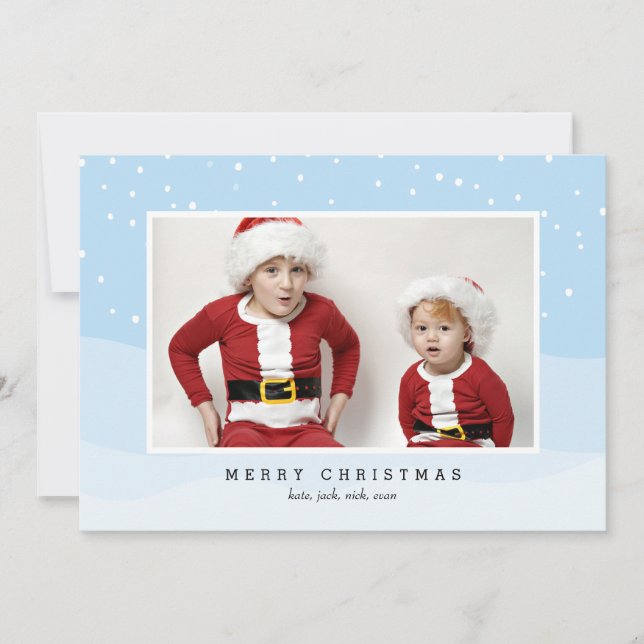 Merry Christmas Snowy Photo Card for the Holidays (Front)