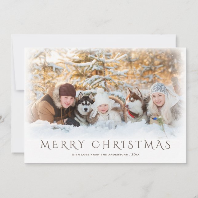 Merry Christmas Snowy Photo Greeting Holiday Card (Front)