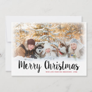 Merry Christmas Snowy Photo Greeting Holiday Card