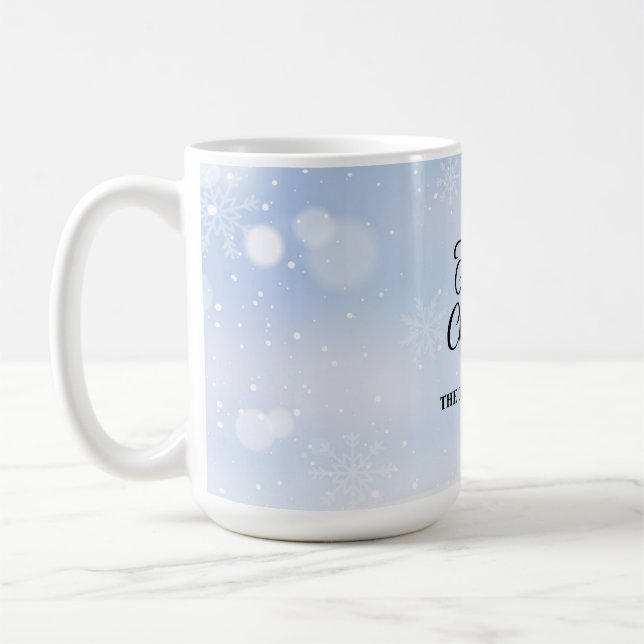 Merry Christmas Snowy Sky Personalized Coffee Mug (Left)