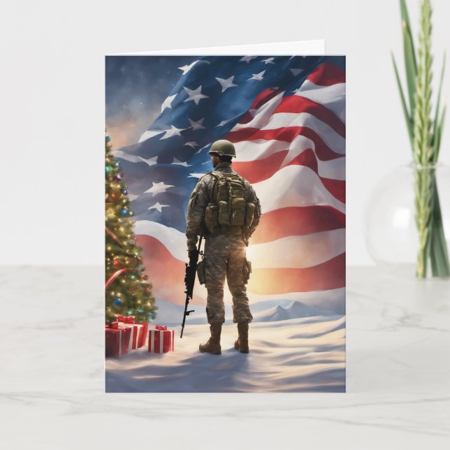 Merry Christmas Soldier -  Folded Greeting Card (Front)