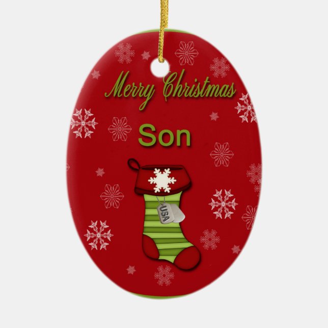 Merry Christmas Son Ceramic Ornament (Front)