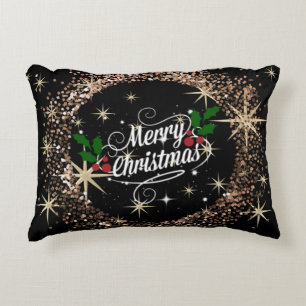 Merry Christmas, sparkle and glisten Accent Pillow