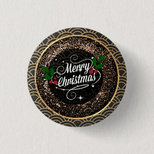 Merry Christmas, sparkle and glitter, 1 Inch Round Button