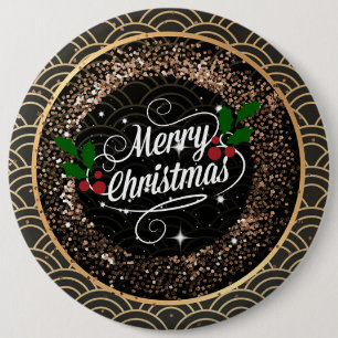 Merry Christmas, sparkle and glitter,  6 Inch Round Button