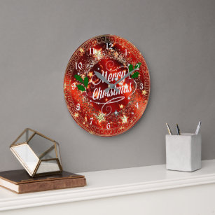 Merry Christmas, sparkle and glitter look, Large Clock