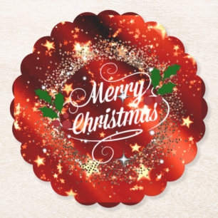 Merry Christmas, sparkle and glitter Paper Coaster