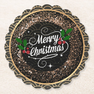 Merry Christmas, sparkle and glitter,   Paper Coaster
