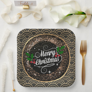 Merry Christmas, sparkle and glitter, Paper Plat Paper Plate