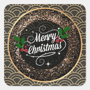 Merry Christmas, sparkle and glitter,  Square Sticker