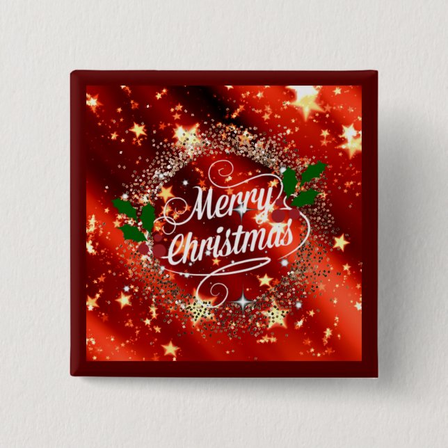 Merry Christmas sparkle and shine 2 Inch Square Button (Front)
