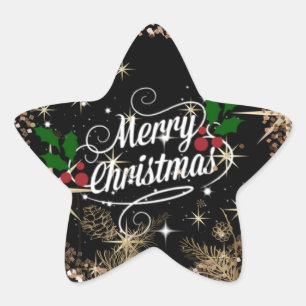 Merry Christmas, sparkle, glitter and shine, Star Sticker
