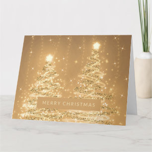 Merry Christmas Sparkling Trees Copper  Card