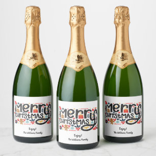 Merry Christmas Sparkling Wine Label