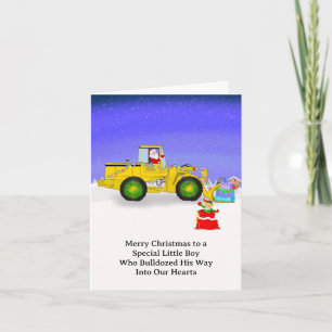 Merry Christmas Special Boy Santa in Bulldozer Card