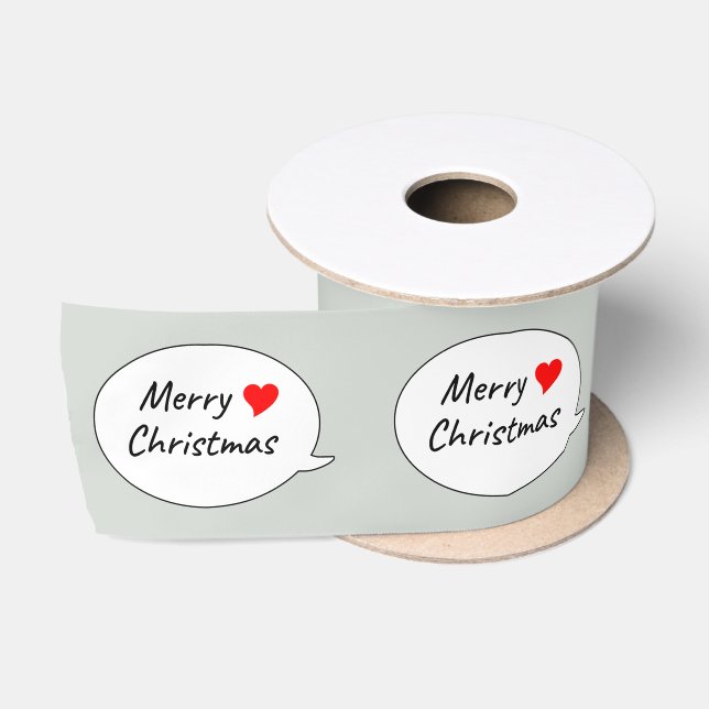 Merry Christmas Speech Bubble Satin Ribbon (Spool)