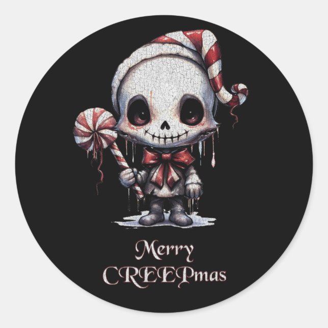 Merry Christmas Spooky Gothic Classic Round Sticker (Front)