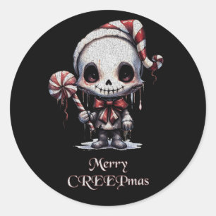 Merry Christmas Spooky Gothic Classic Round Sticker