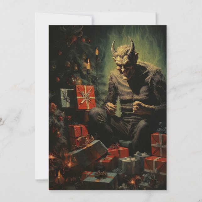 Merry Christmas Spooky Horror Devil Santa Holiday Card (Front)
