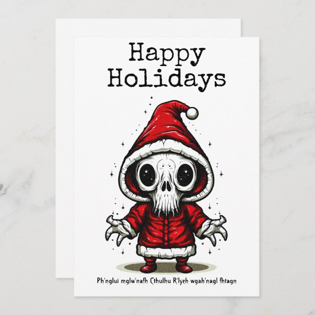 Merry Christmas Spooky Occult Cthulhu Holiday Card (Front/Back)