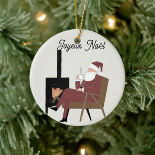 Merry Christmas Square Ceramic Ornament Santa Che