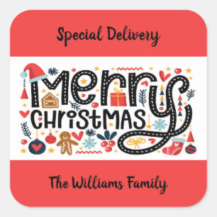 Merry Christmas Square Sticker