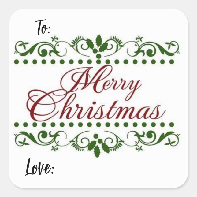 Merry Christmas Square Sticker (Front)