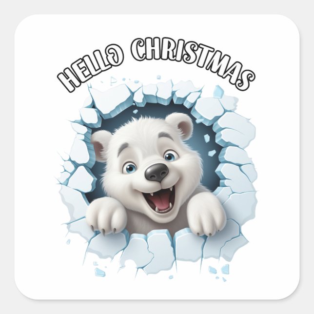 merry christmas square sticker (Front)