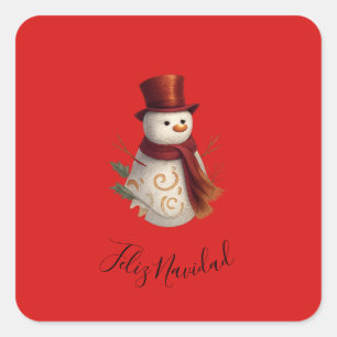 Merry Christmas Square Sticker - Feliz Navidad