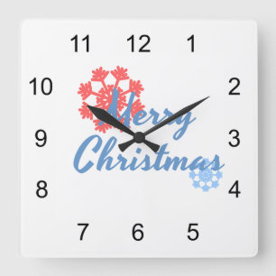 Merry Christmas Square Wall Clock