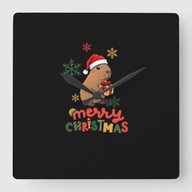 MERRY CHRISTMAS SQUARE WALL CLOCK (Front)