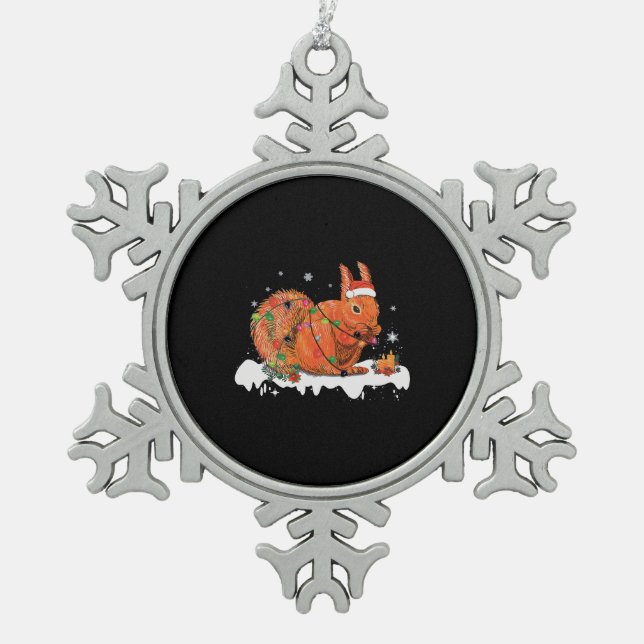 Merry Christmas Squirrel Christmas Ornament Lights (Front)