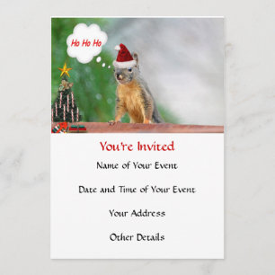 Merry Christmas Squirrel Saying Ho Ho Ho! Invitation