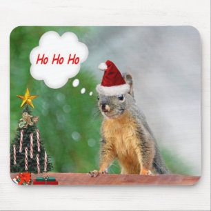 Merry Christmas Squirrel Saying Ho Ho Ho! Mouse Pad