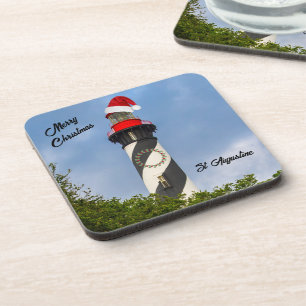 Merry Christmas St Augustine Florida Lighthouse Coaster