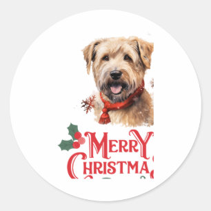 Merry Christmas Staffordshire Bull Terrier Classic Round Sticker