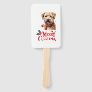 Merry Christmas Staffordshire Bull Terrier   Hand Fan