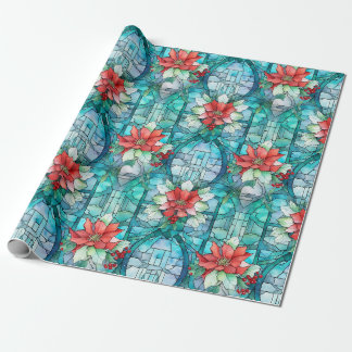 "Merry Christmas!" stained glass Wrapping Paper