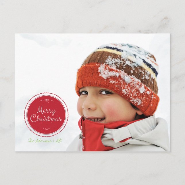Merry Christmas Stamp Holiday Photo Postcard (Front)