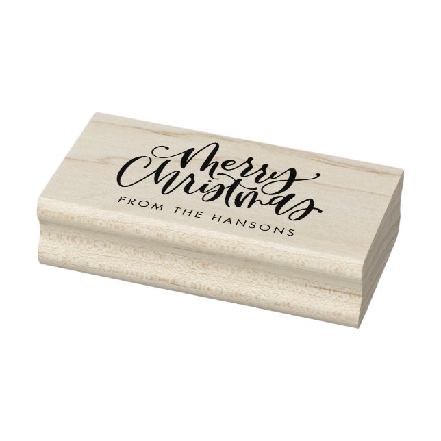 Merry Christmas Stamp, Holiday Stamp, Personalized Rubber Stamp (Stamp)