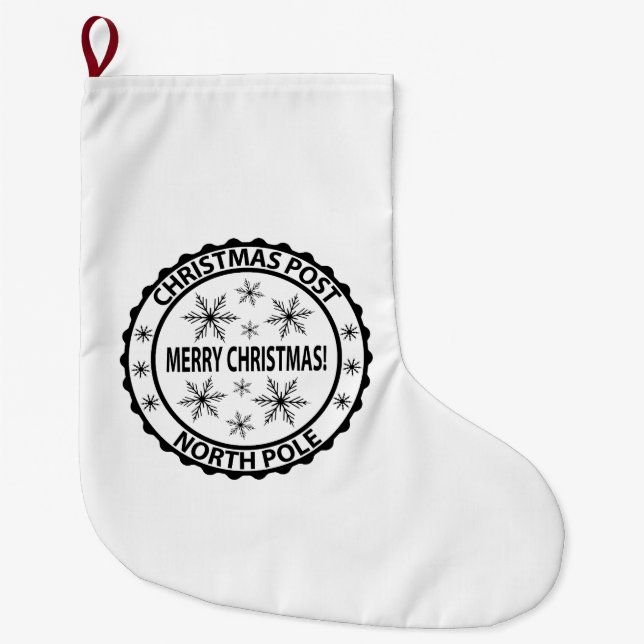 Merry Christmas stamp Large Christmas Stocking (Front)