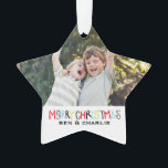 Merry Christmas | Star Ornament Monogram<br><div class="desc">Adorn your tree with this keepsake. For more colours and styles email me at pinkhippoprints@gmail.com Thanks!</div>