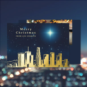 Merry Christmas Star Photo Foil Holiday Card