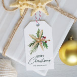 Merry Christmas Starfish Tropical Beach Gift Tags<br><div class="desc">Add the finishing touch to your coastal themed gift wrapping with these delightful tropical beach Merry Christmas gift tags,  featuring a watercolor starfish decorated with holly leaves,  berries,  and pine sprigs,  and trendy modern handwriting script.</div>