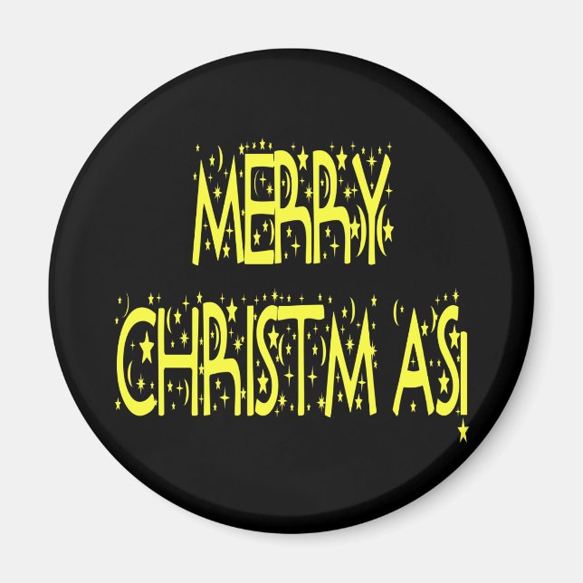 Merry Christmas Starry Night Font Magnet (Front)